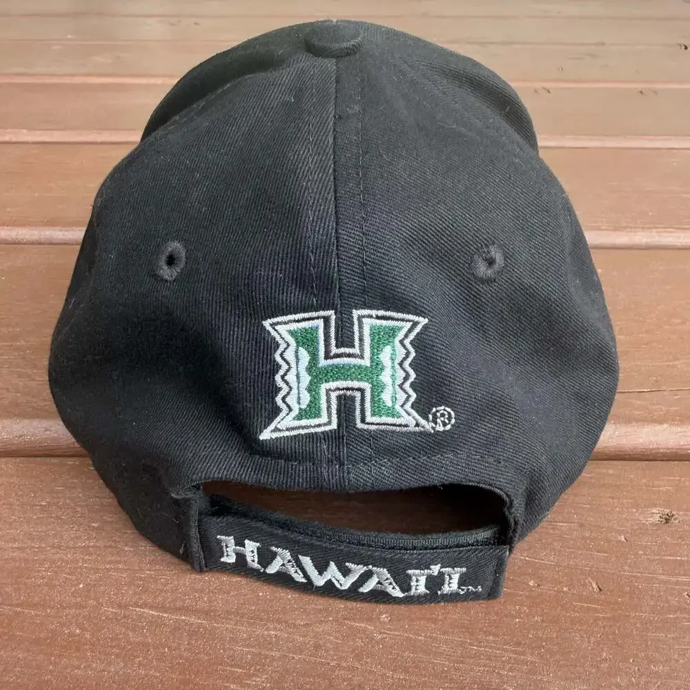 University Hawaii Rainbow Warriors Islands Black Adjustable Hat Cap Happy Shirts